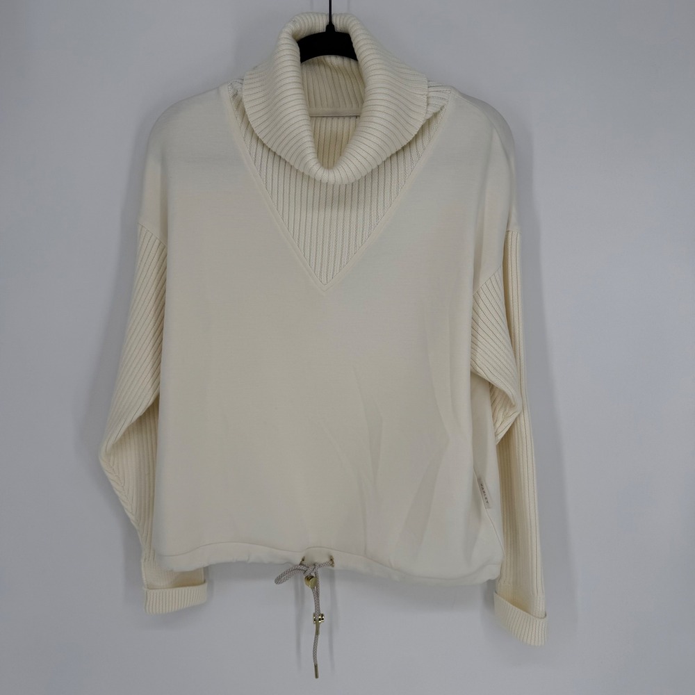 ANTHROPOLGIE VARLEY DOUBLESOFT HANNAH COWL NECK‎ SWEAT XS NWT EGRET CREAM SOFT
